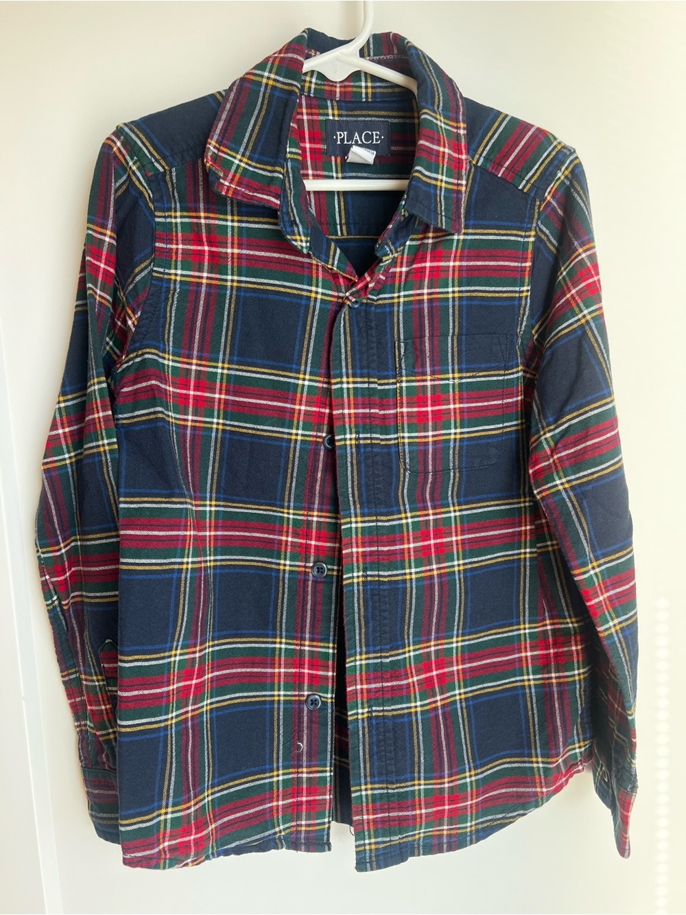 The Children's Place Navy, Red & Green Plaid Button-Down Shirt